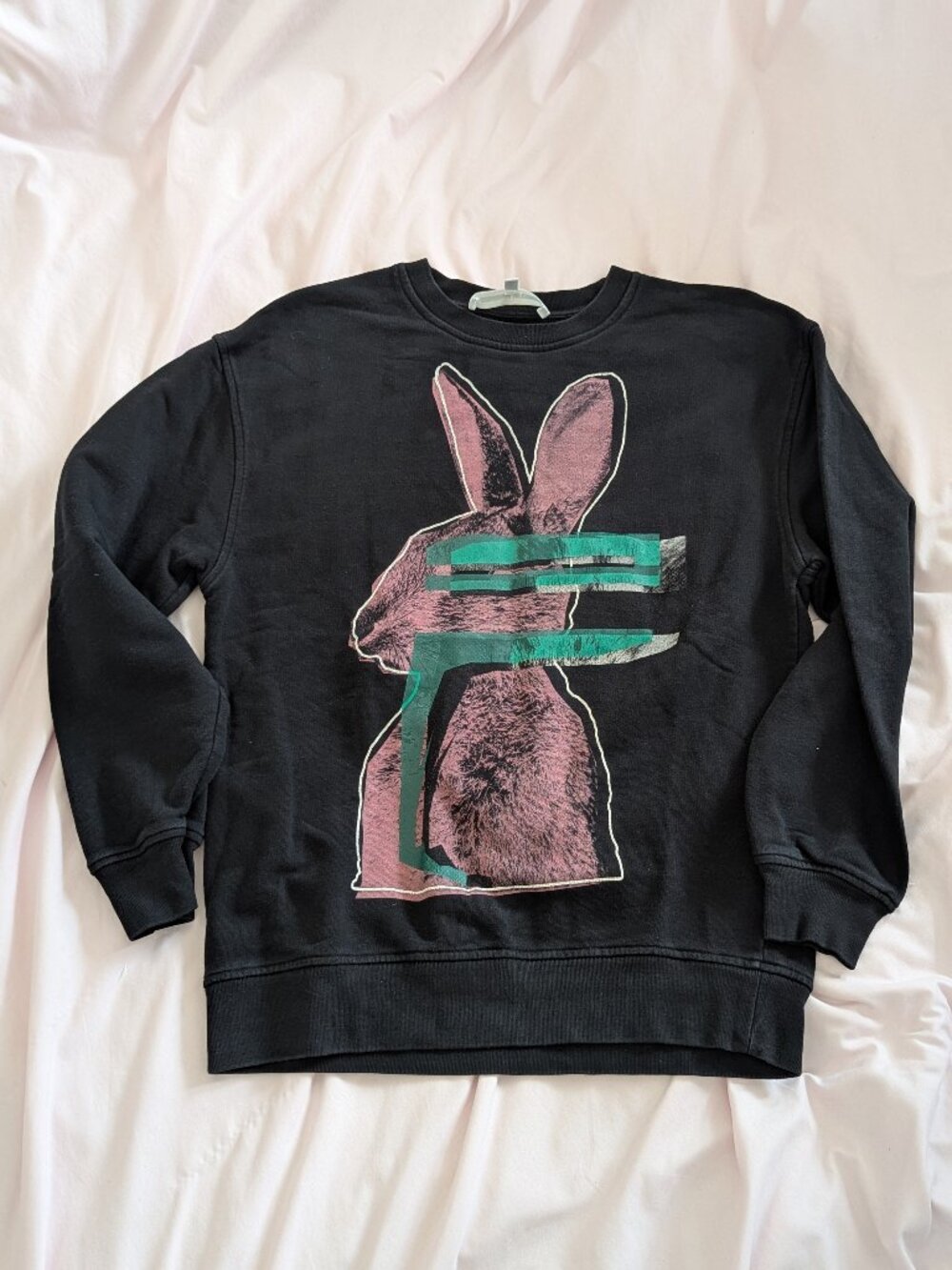 MCQ Black Glitch Rabbit Graphic Sweatshirt XS